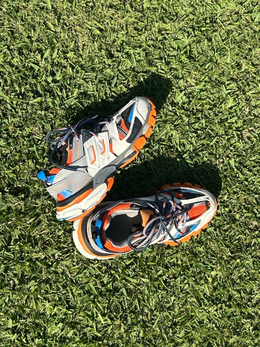 Balenciaga Orange, Gray & Blue Track Sneakers